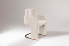 DOOQ Dining Chair Odisseia in White Velvet and Brass