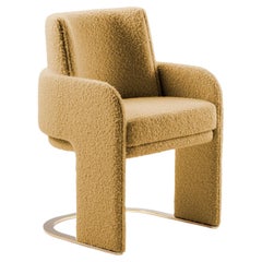 DOOQ Dining Chair Odisseia with Yellow Bouclé and Brass