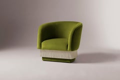 DOOQ Lounge Armchair with Soft Kiwi Velvet and Light Silk Fringes La Folie