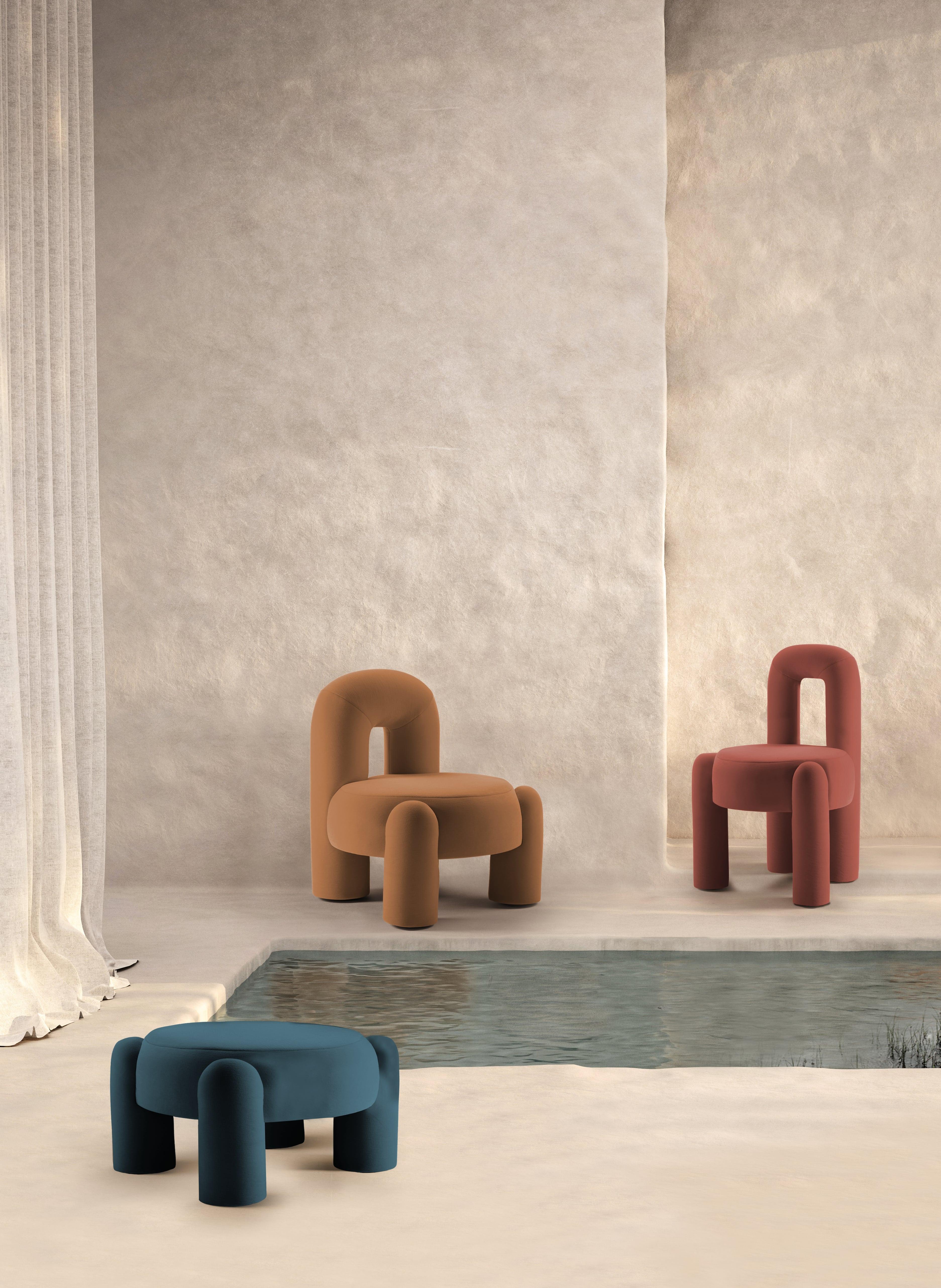 Bouclé DOOQ! Marlon Pouf, Light Orange and Pink by Pietro Franceschini For Sale