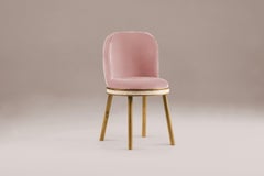 DOOQ Dining Chair Alma with Pink Velvet and Walnut Wood Mid-Century Modern