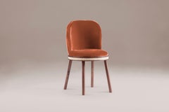 DOOQ Mid-Century Modern Dinning Chair Alma Dark Orange Velvet, Walnut Wood Legs