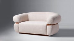 DOOQ Mid-Century Modern Off-white Bouclé Malibu Sofa, Havane Velvet, w=240