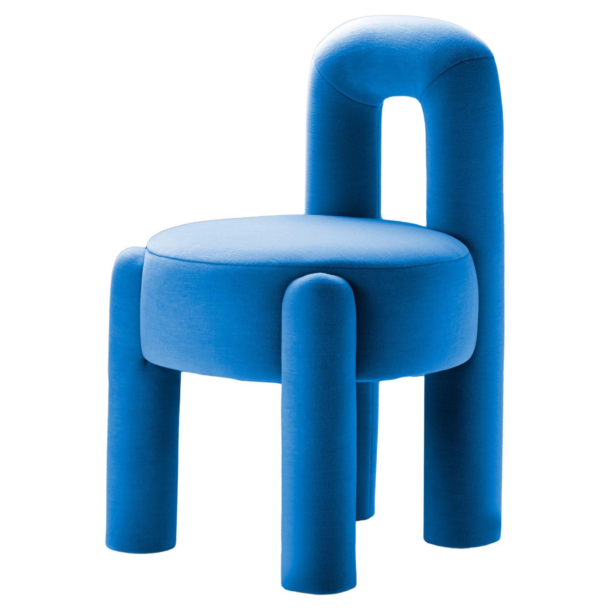 DOOQ! Milan New! Organic Modern Marlon Chair, Blue Kvadrat by P.Franceschini For Sale