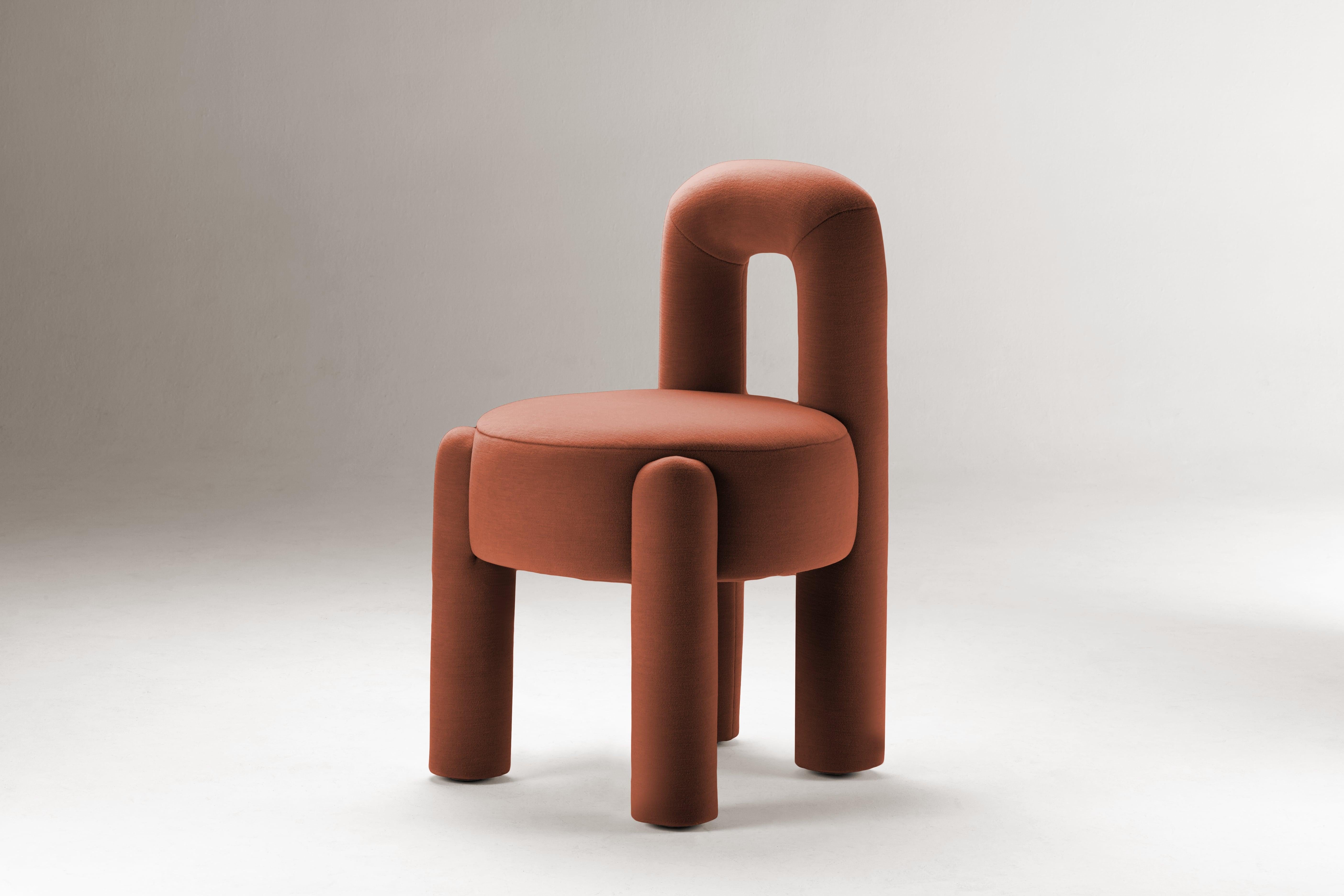 Portuguese DOOQ! Milan New! Organic Modern Marlon Chair in Red and Brown by P.Franceschini For Sale