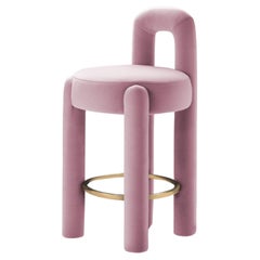 DOOQ ! Chaise de comptoir moderne Marlon en Kvadrat rose poussiéreux de P. Franceschini