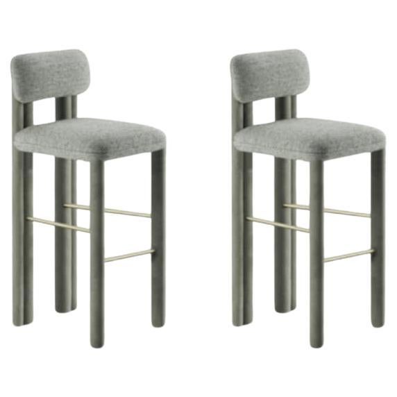 DOOQ! New! 2x Modern Bar Chair Camelia in Grey Fabric
