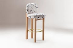 ¡DOOQ! Novedad Silla de Bar Moderna Aimi en Tela Onix de Lino Blanco y Negro