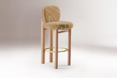 DOOQ! Nuovo! Sedia da bar moderna Aimi in Fabrice beige