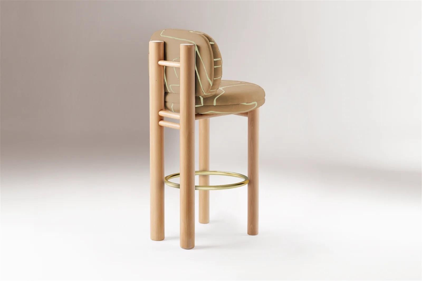 Mid-Century Modern DOOQ ! Nouveau ! Chaise de bar moderne Aimi en tissu beige en vente
