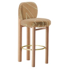 DOOQ! New! Modern Bar Chair Aimi in Beige Fabric