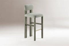 DOOQ! Nuovo! Sedia da bar moderna Camelia in tessuto grigio completamente imbottita