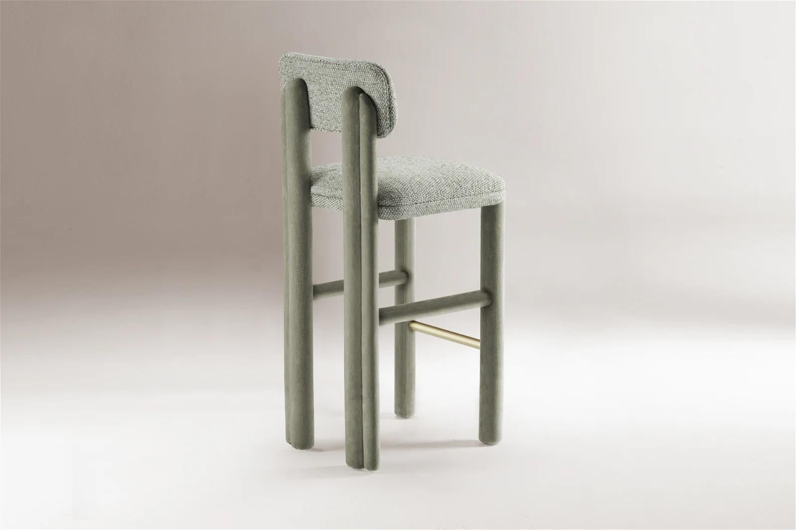DOOQ! Neu! Moderner Barsessel Camelia aus grauem Stoff, vollständig gepolstert (Moderne der Mitte des Jahrhunderts) im Angebot