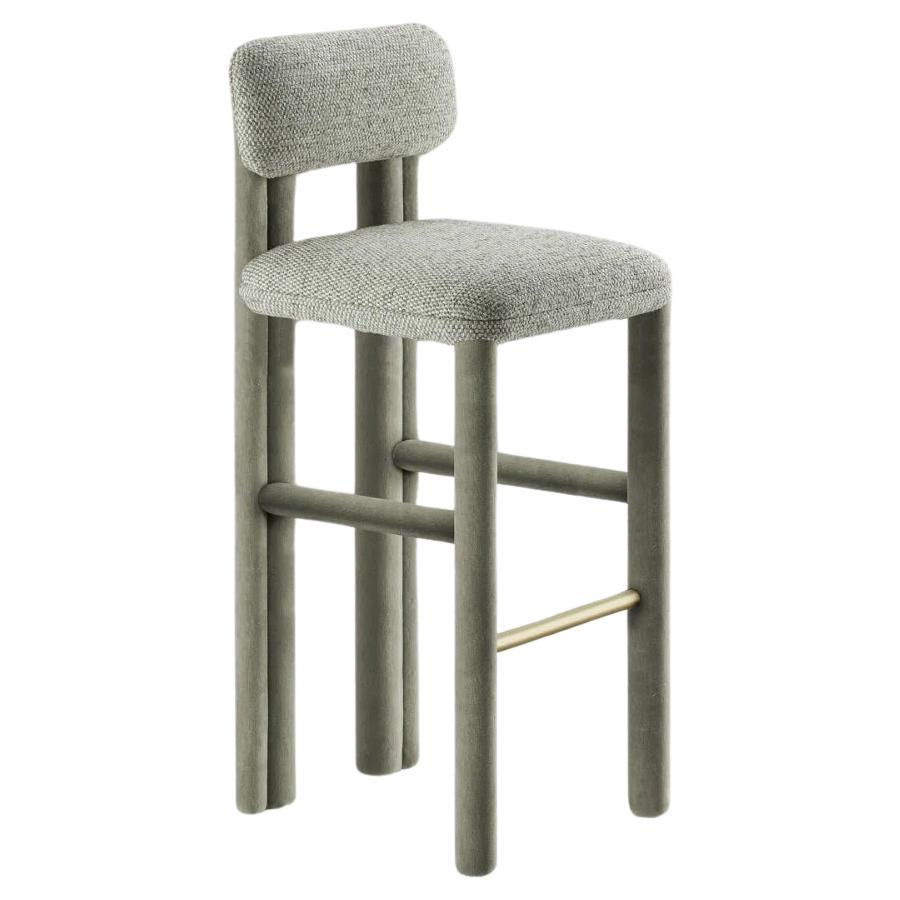 DOOQ! Neu! Moderner Barsessel Camelia aus grauem Stoff, vollständig gepolstert