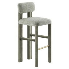 DOOQ! New! Modern Bar Chair Camelia in Grey Fabric Fully Upholstered