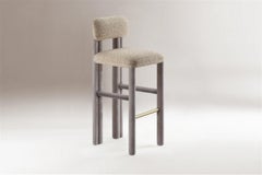 DOOQ! Nuovo! Sedia da bar moderna Camelia in tessuto beige e grigio completamente imbottita
