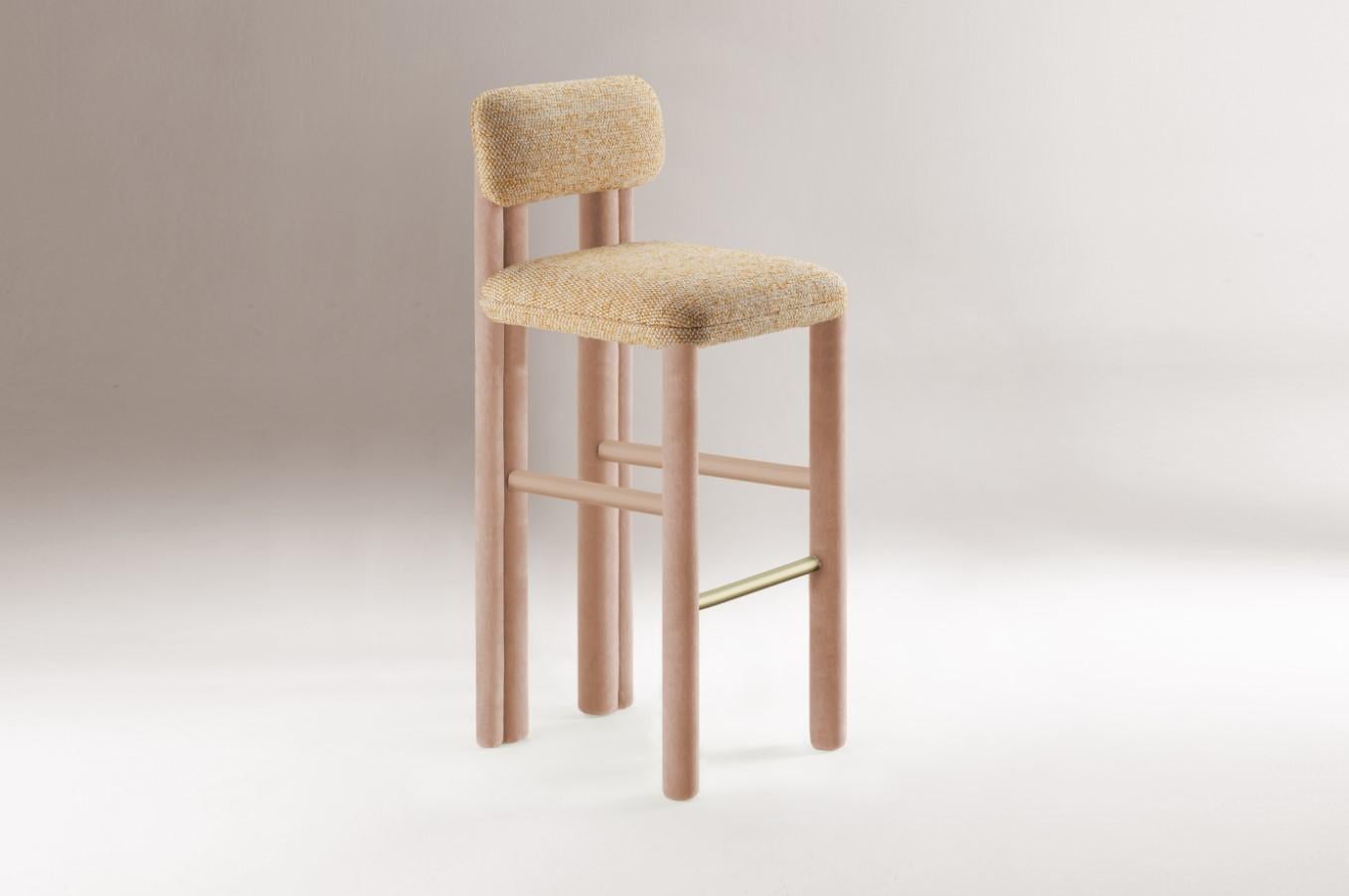 DOOQ! Neu! Moderner Barsessel Camelia in Beige und Grau mit vollständig gepolstertem Stoff im Angebot 3