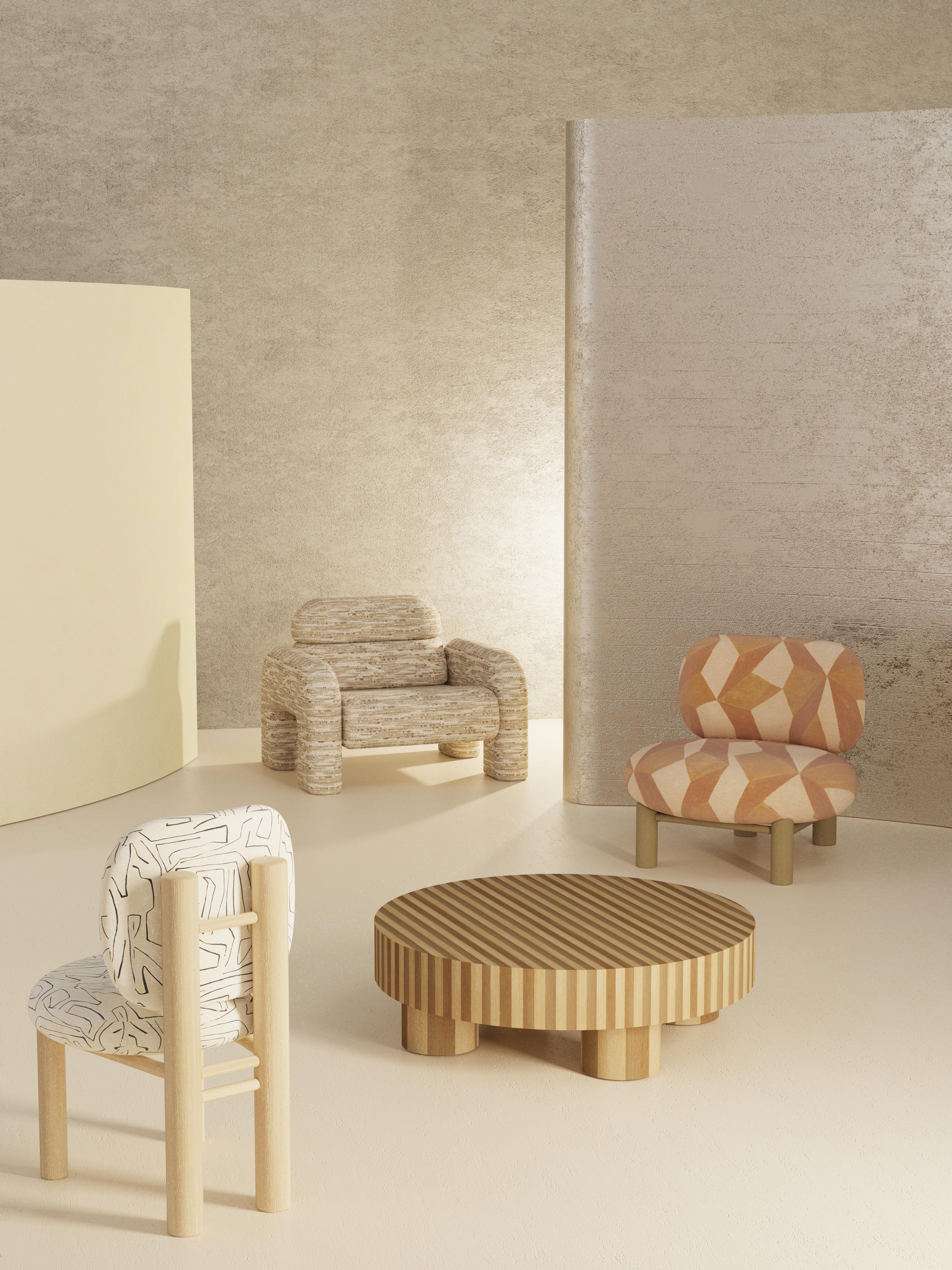 DOOQ ! Nouveau ! Fauteuil de salle à manger moderne Aimi en bois laqué beige et crème en vente 1