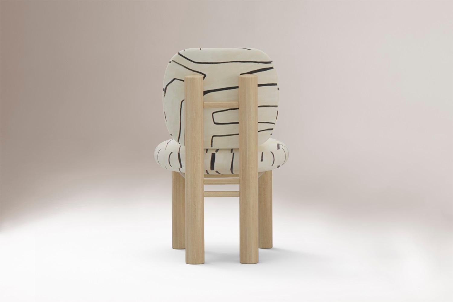Mid-Century Modern DOOQ New Modern Dining Chair Aimi avec tissu Graffito en vente