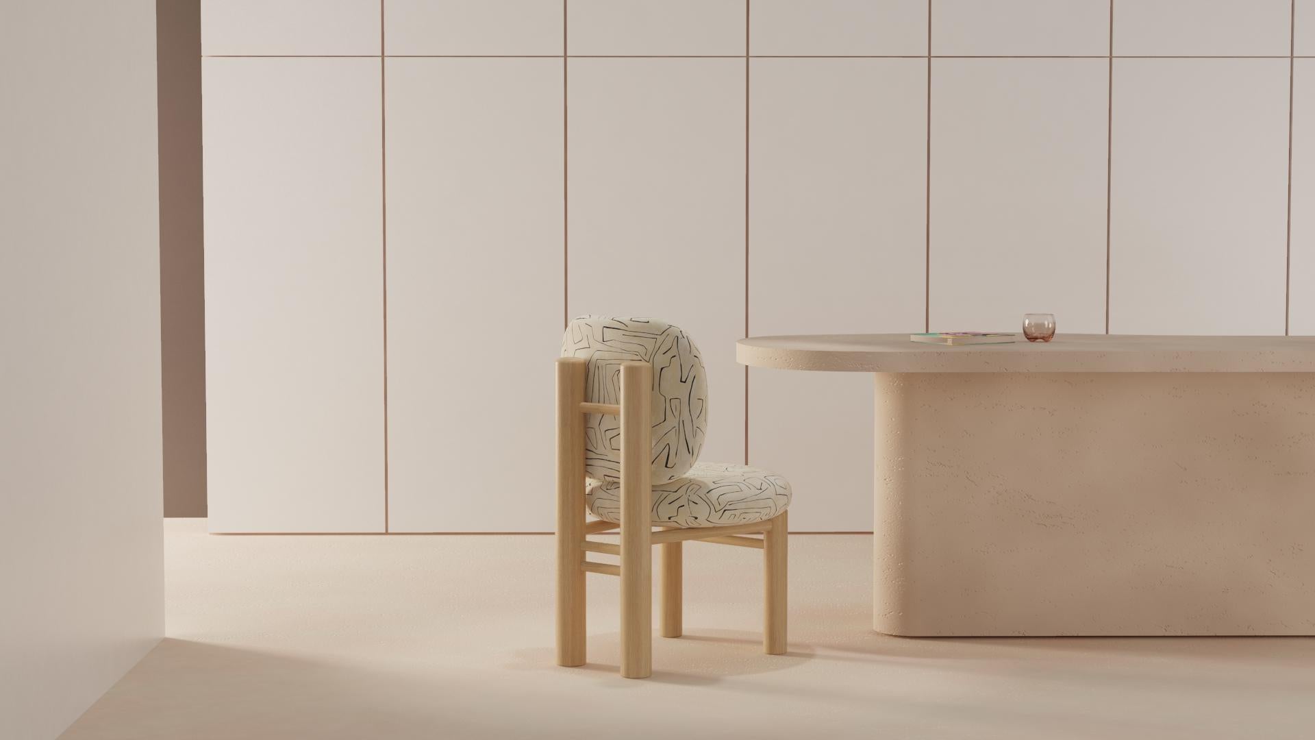 XXIe siècle et contemporain DOOQ New Modern Dining Chair Aimi avec tissu Graffito en vente