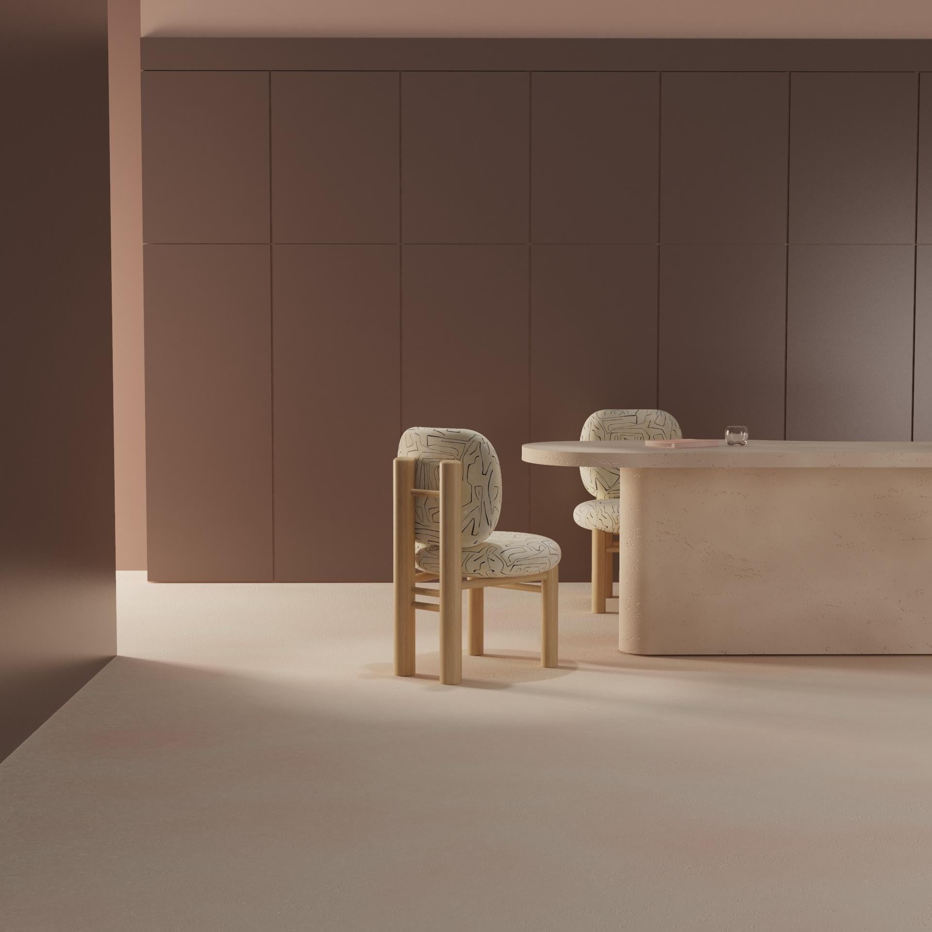 Tissu DOOQ New Modern Dining Chair Aimi avec tissu Graffito en vente