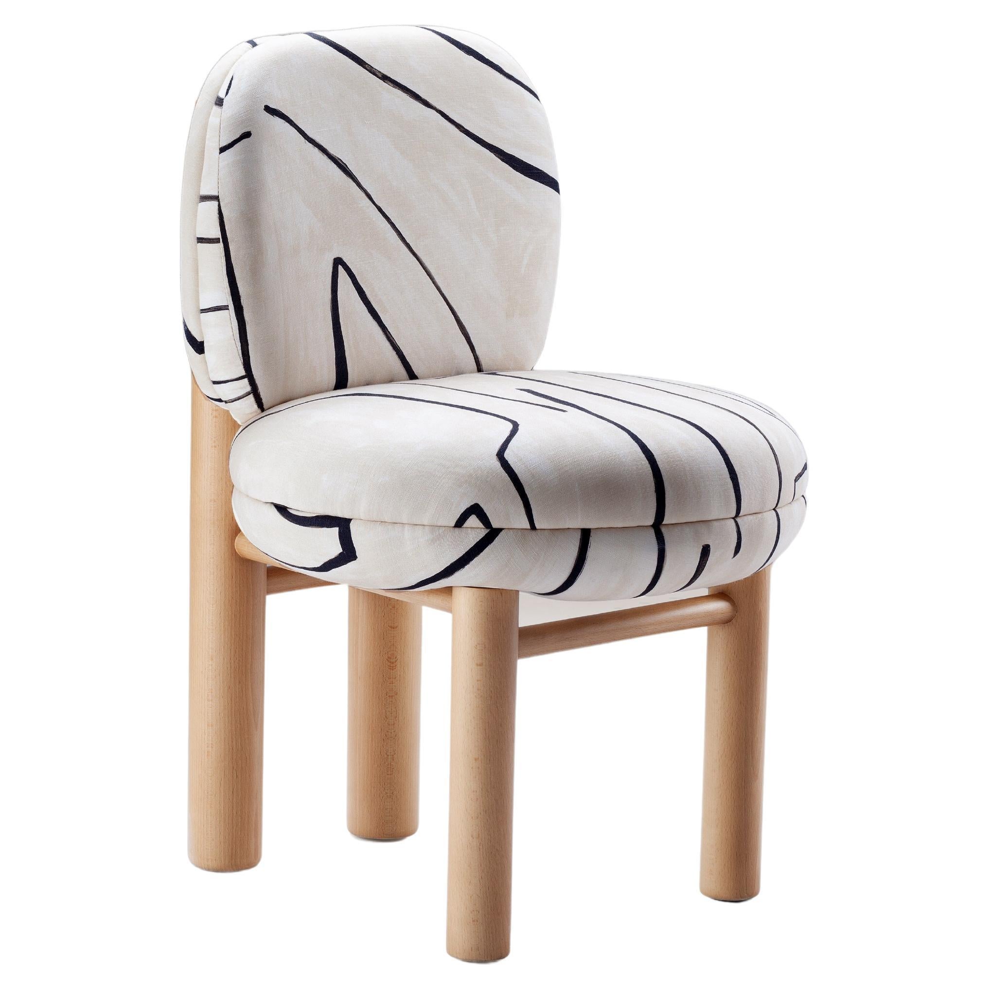 DOOQ ! Nouveau ! Chaise de salle à manger moderne Aimi avec tissu graffiti