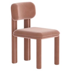 DOOQ New Modern Dining Chair Camelia in Pink Velvet Fully Upholstered