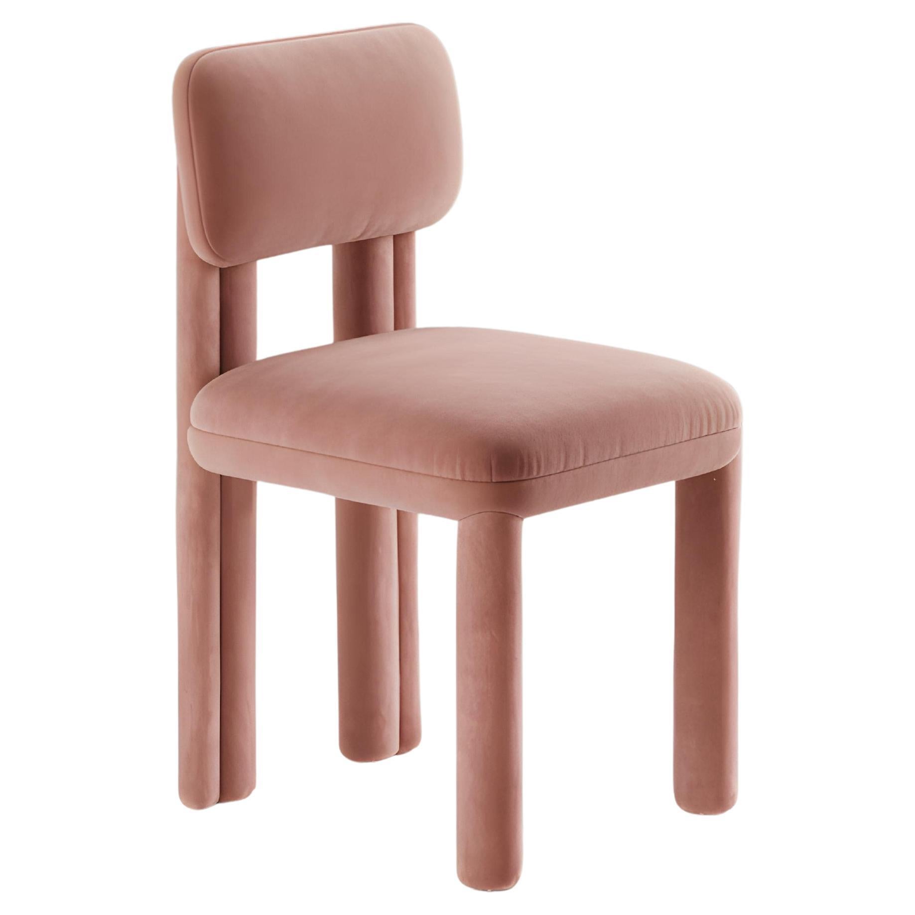 DOOQ Nuova sedia da pranzo moderna Camelia in velluto rosa completamente imbottita in vendita