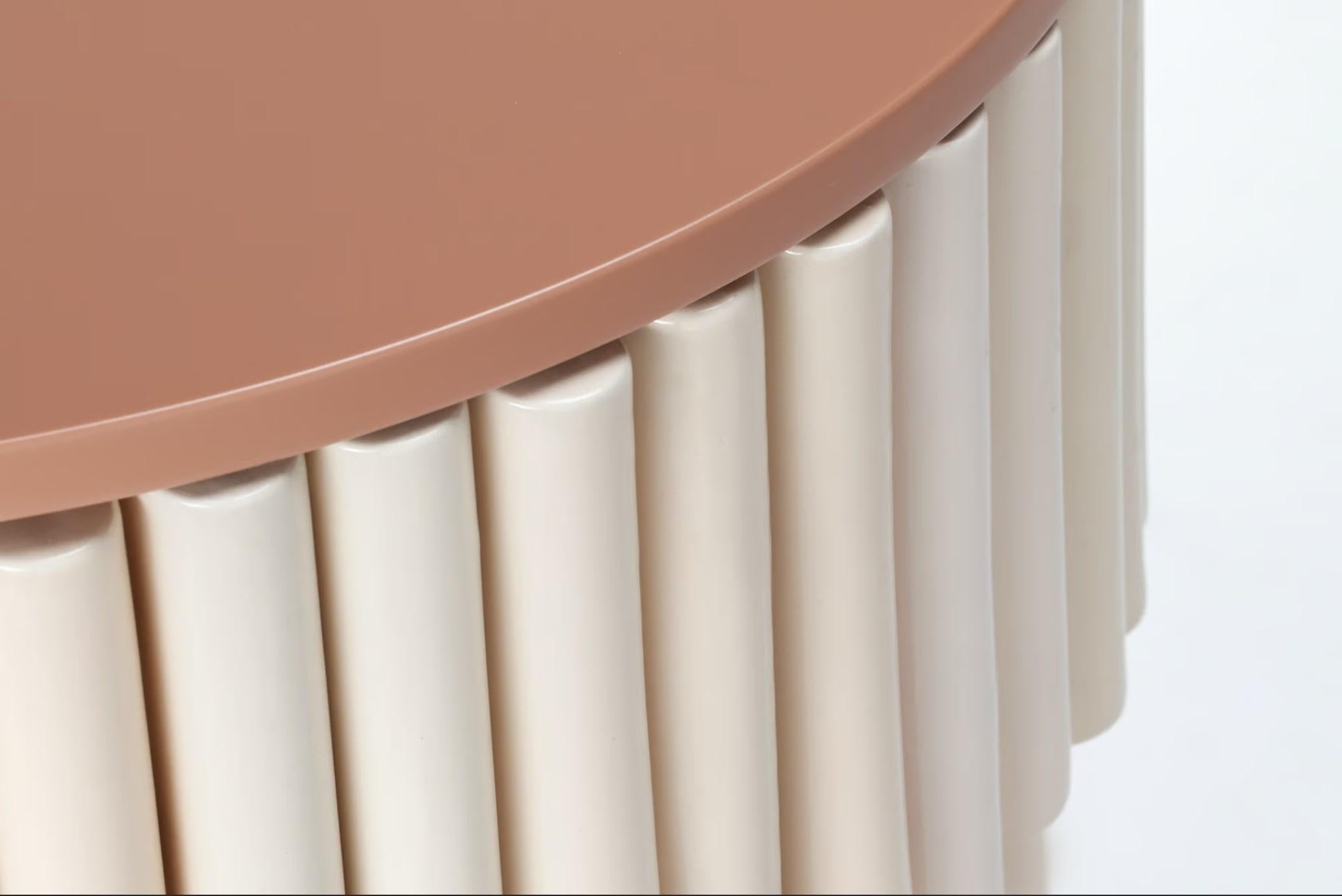 Ceramic DOOQ! NEW! MODERN! Nouvelle Vague Donne Dinner Table in Yellow, D=120cm For Sale