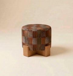 DOOQ! NEW! MODERN! Twin Pouf Small 1 with base in wood