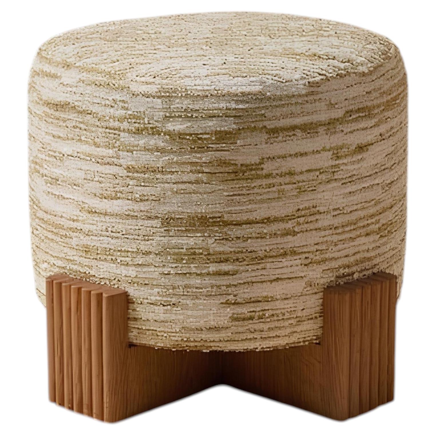 DOOQ! NEW! MODERN! Twin Pouf Small 1 with base in wood