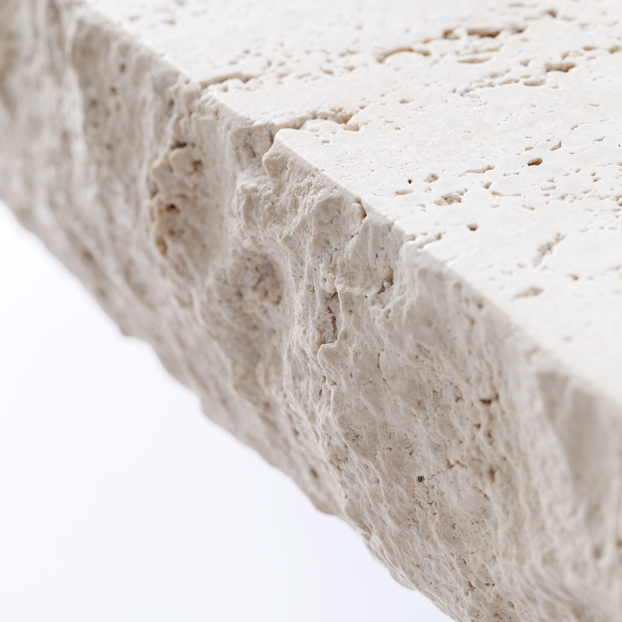 DOOQ! NEW! MODERN! On the Rocks Side Table in Travertine and Metal details For Sale 3