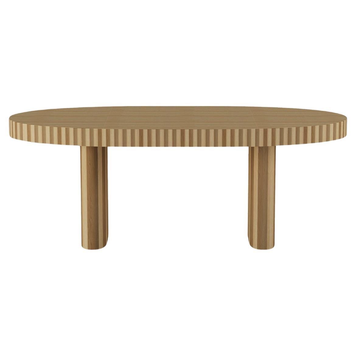 DOOQ Nusa Oval Dining Table Organic Modern in Natural Wood Marquetery 