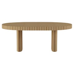 DOOQ Nusa Oval Dining Table Organic Modern in Natural Wood Marquetery 
