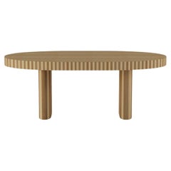 DOOQ Nusa Oval Dining Table Organic Modern in Natural Wood Marquetery
