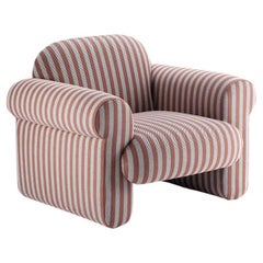 DOOQ! NEW! Organic Modern Oscar Armchair, Striped in Brown and Beige Fabric
