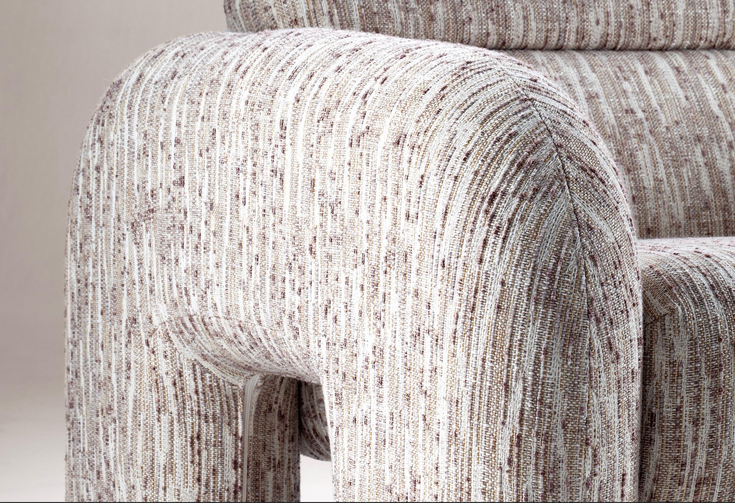 Contemporary DOOQ! NEW! Organic Modernist Vertigo Armchair in Beige and Grey Fabric For Sale
