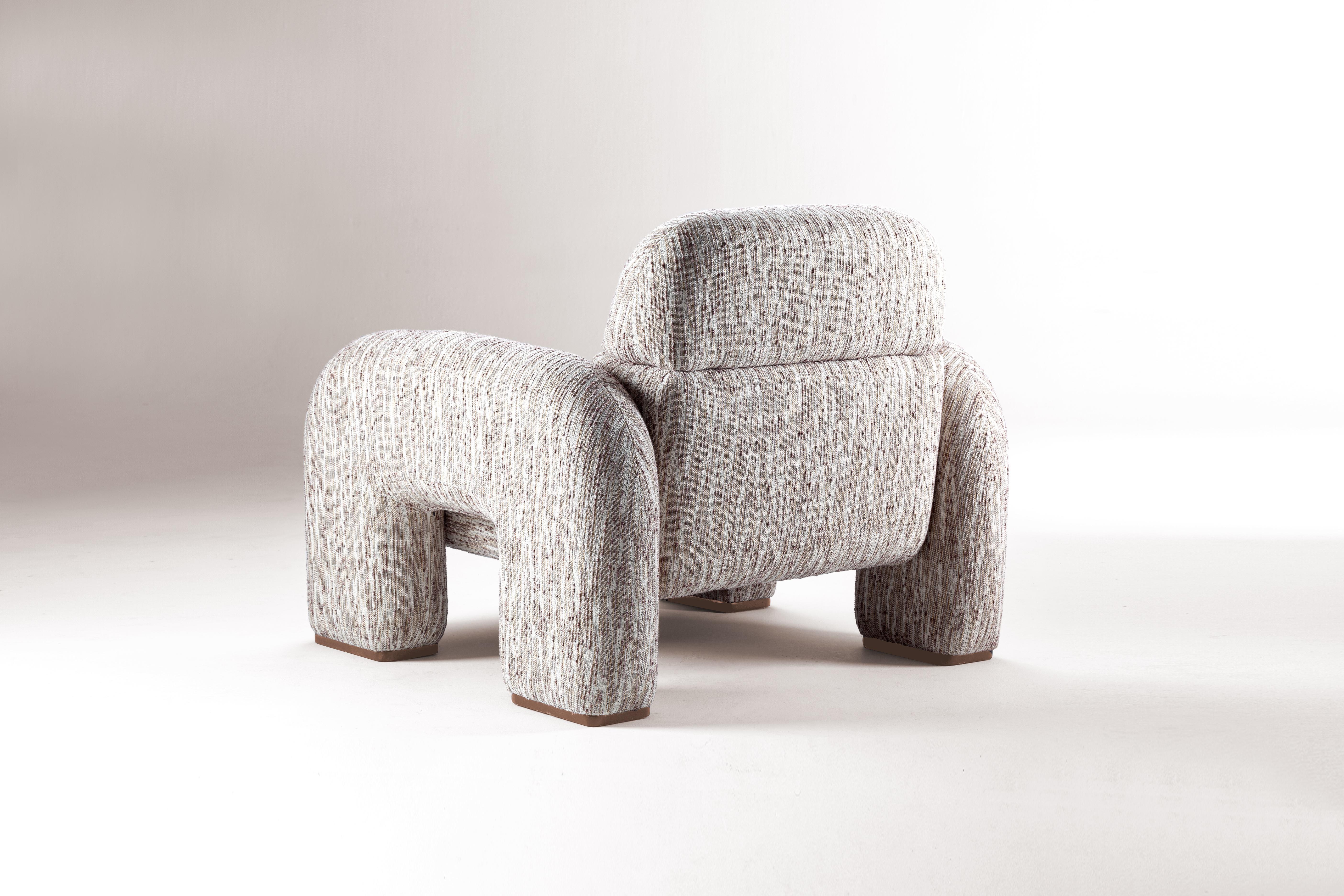 DOOQ! NEU! Organisch-modernistischer Sessel Vertigo in Beige und grauem Stoff (Organische Moderne) im Angebot