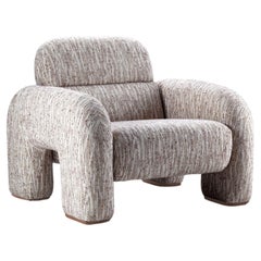 DOOQ! NEW! Organic Modernist Vertigo Armchair in Beige and Grey Fabric