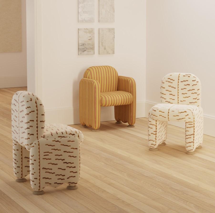 Tessuto DOOQ! NEW! Organic Modernist Cindy chair without arms in Cream in vendita