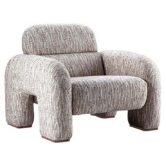 DOOQ! NEW! Organic Modernist Vertigo Armchair in Red and Grey Fabric