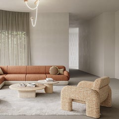 DOOQ! NUOVO! Poltrona organica modernista Vertigo in tessuto rosso e grigio