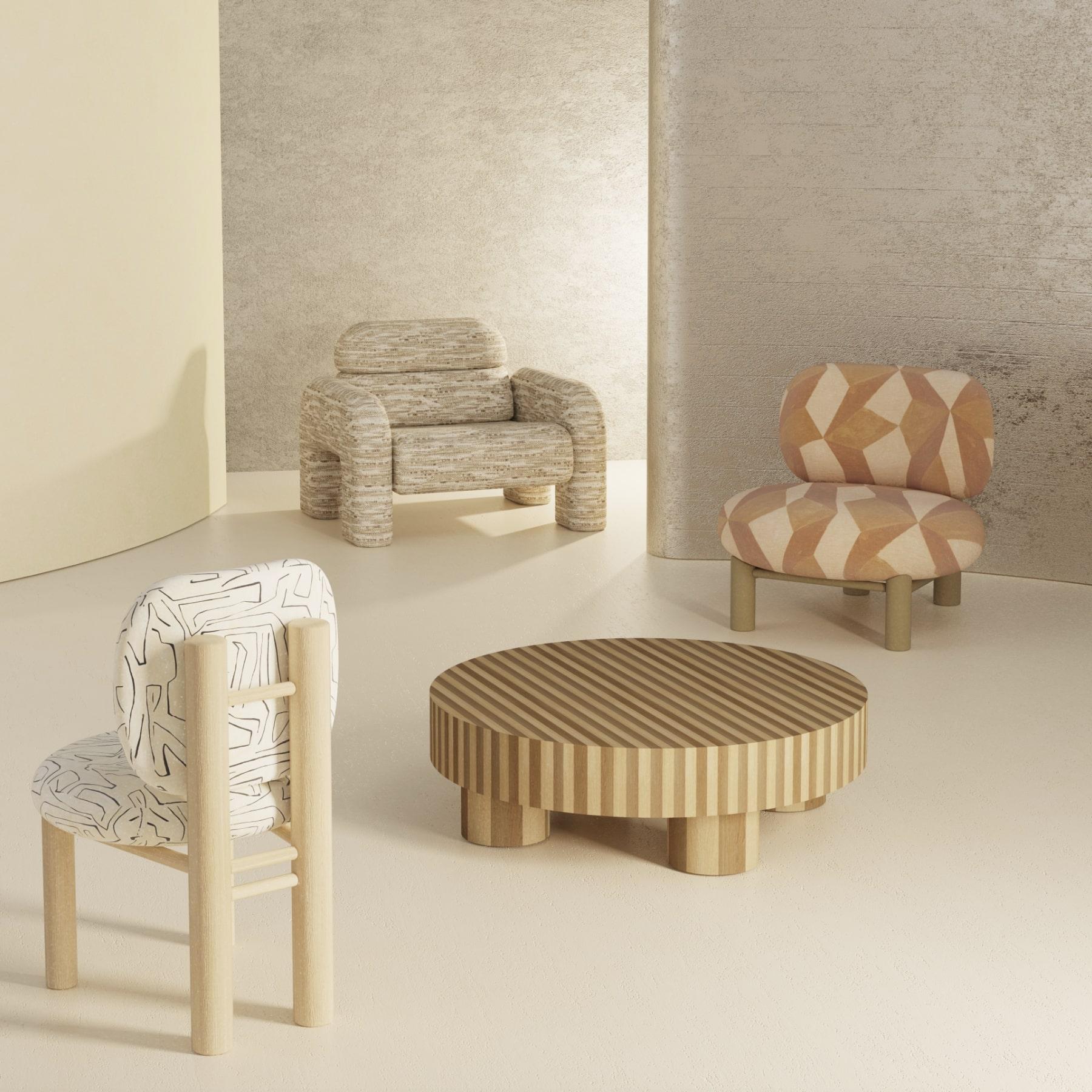 DOOQ! NEU! Modernistischer Bio-Sessel Vertigo aus rotem und grauem Stoff (Portugiesisch) im Angebot