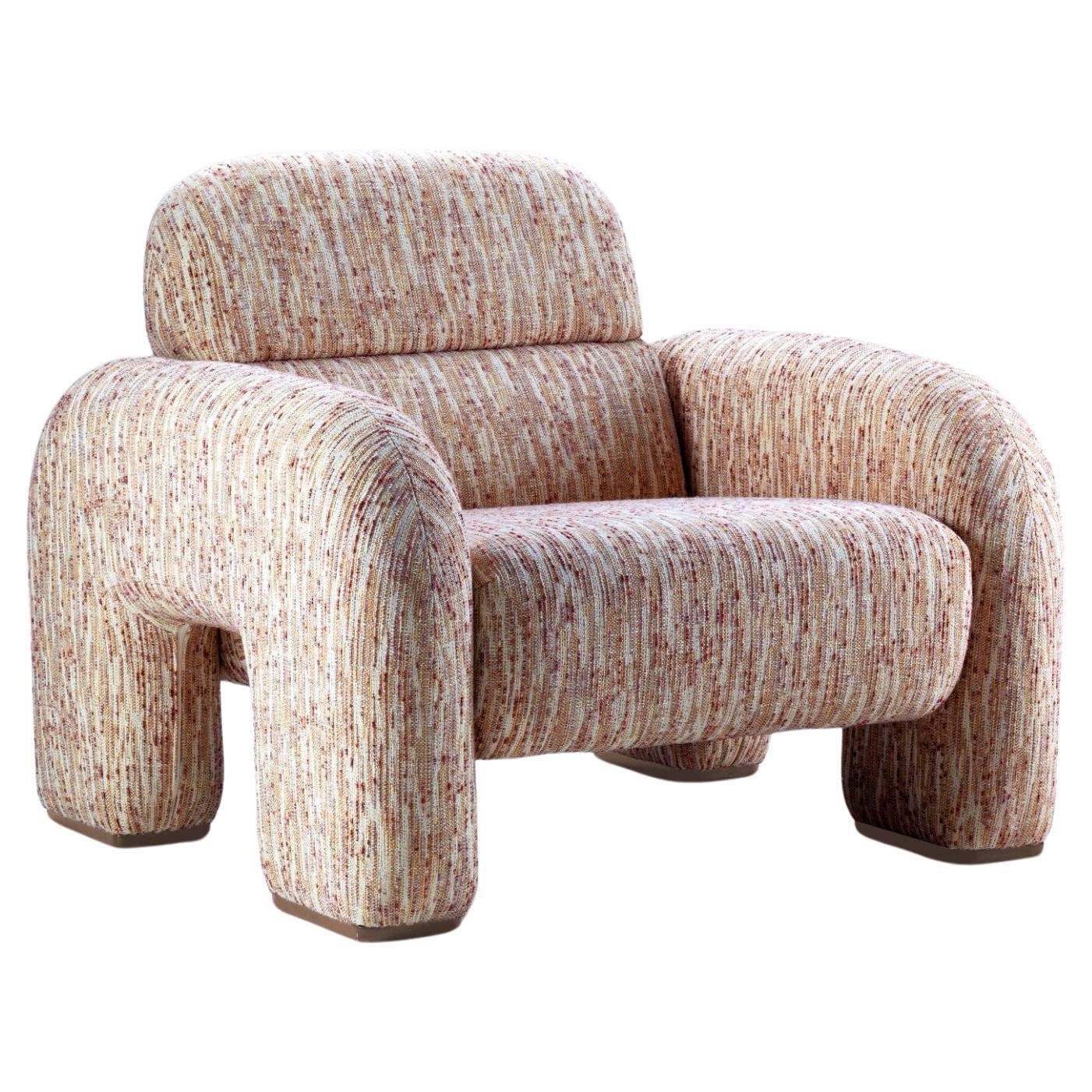DOOQ! NEW! Organic Modernist Vertigo Armchair in Red and Grey Fabric