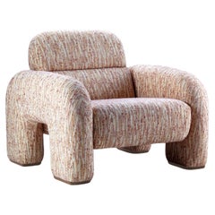 DOOQ! NEW! Organic Modernist Vertigo Armchair in Red and Grey Fabric