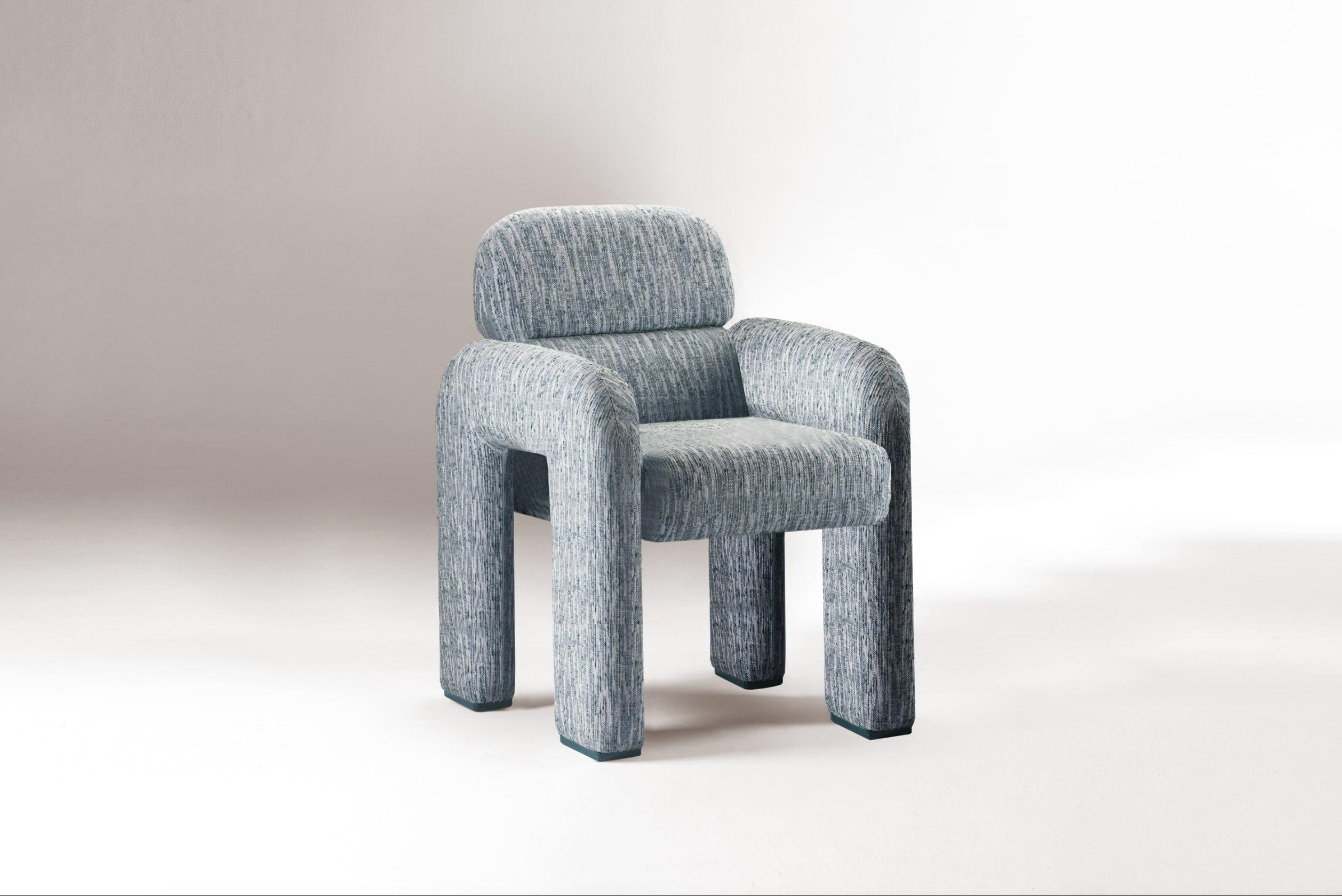 DOOQ ! NOUVEAU ! Chaise Vertigo moderniste organique en tissu vert et gris en vente 2