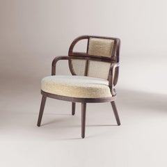 DOOQ Organic Modern Armchair Havana in Solid Walnut and Beige Boucle