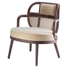 DOOQ Organic Modern Armchair Havana in Solid Walnut and Beige Boucle
