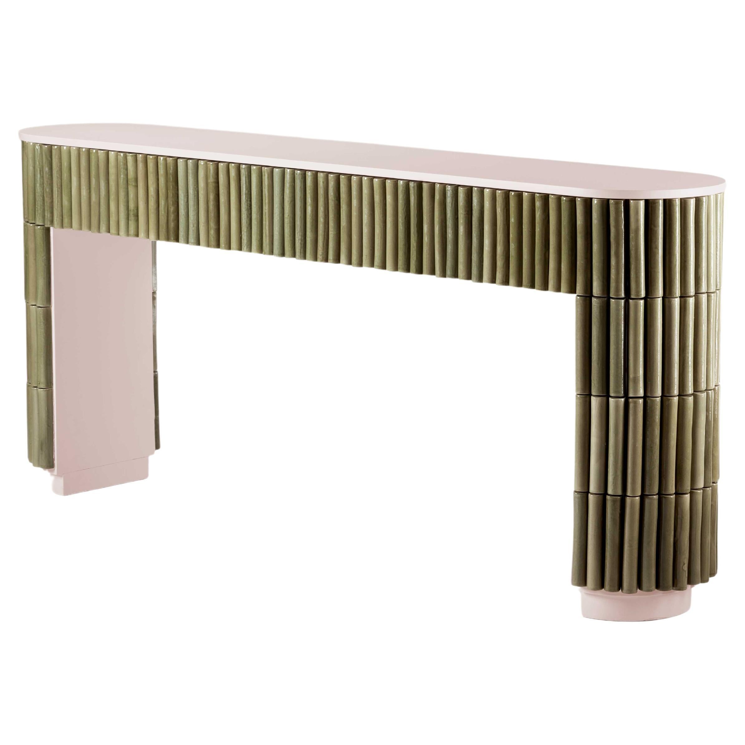 DOOQ Organic Modern Handmade Nouvelle Vague Console Table Powder and Lime