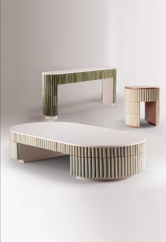 DOOQ Organic Modern Handmade Portuguese Tiles Nouvelle Vague Side Table in Green